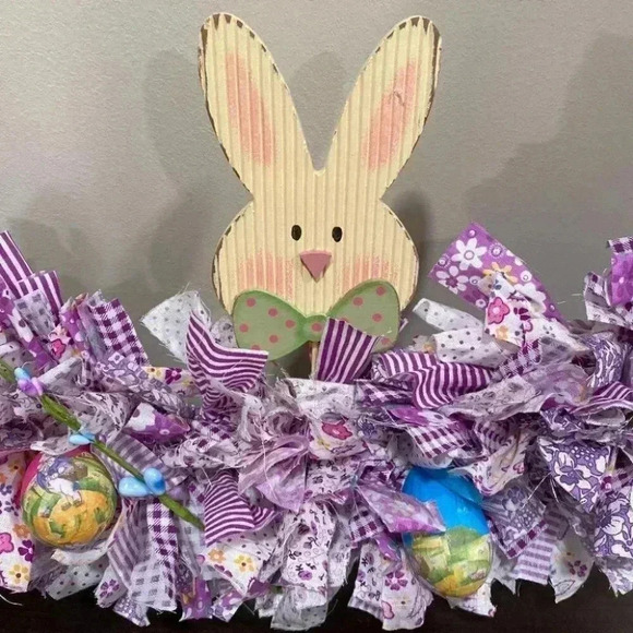 Easter Rag Wreath - 24" - Picture 3 of 11